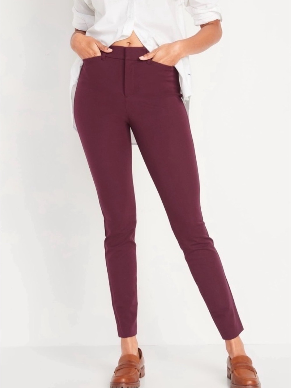 Old Navy High Waisted Skinny Pixie Pant - Deep Plum Sz 2